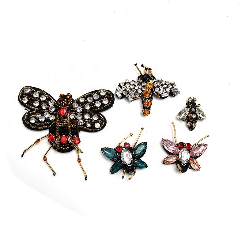 Christmas Cherry Flower Decorative Sew on Rhinestone Beaded Patches Wholesale patches for clothing