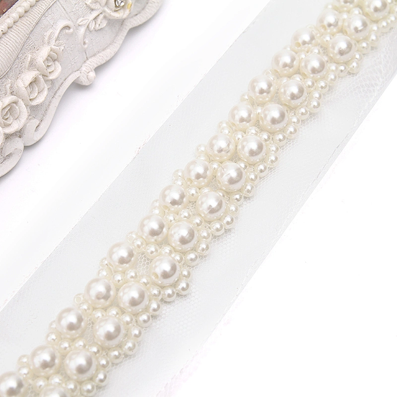 kavatar  wholesale new Handmade Bead lace Embroidered Tulle Trim wedding with Accessories Beads Crystals & Rhinestones