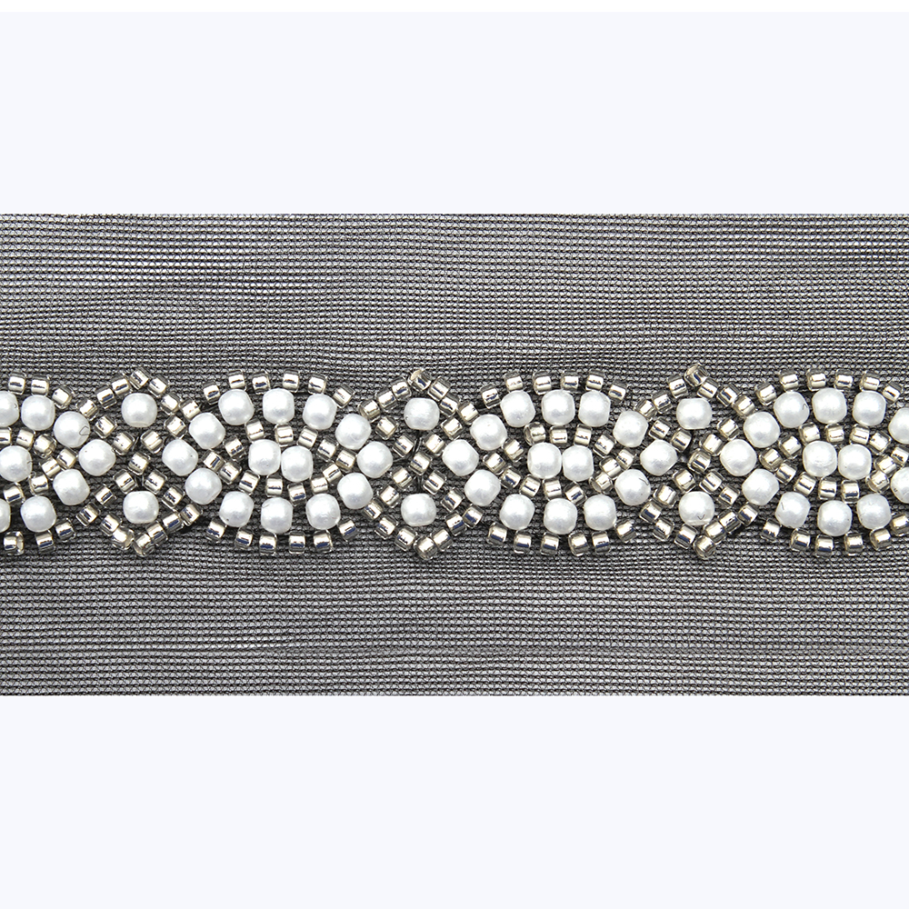 Wholesale Embroidery beaded lace trim 5 cm Mesh fabric lace trims beautiful Accessories for dress 3D wedding Designer