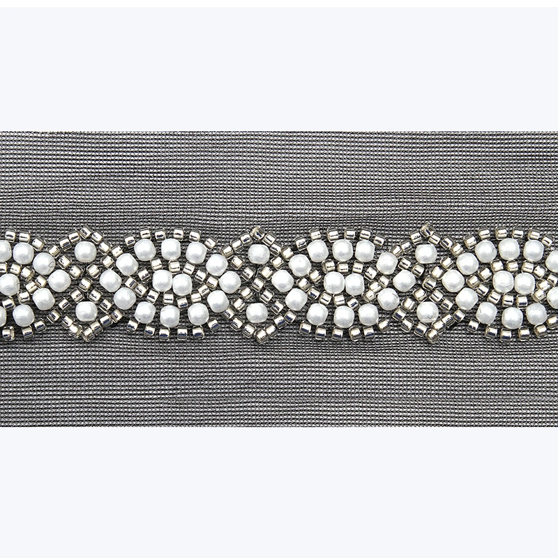 Wholesale Embroidery beaded lace trim 5 cm Mesh fabric lace trims beautiful Accessories for dress 3D wedding Designer