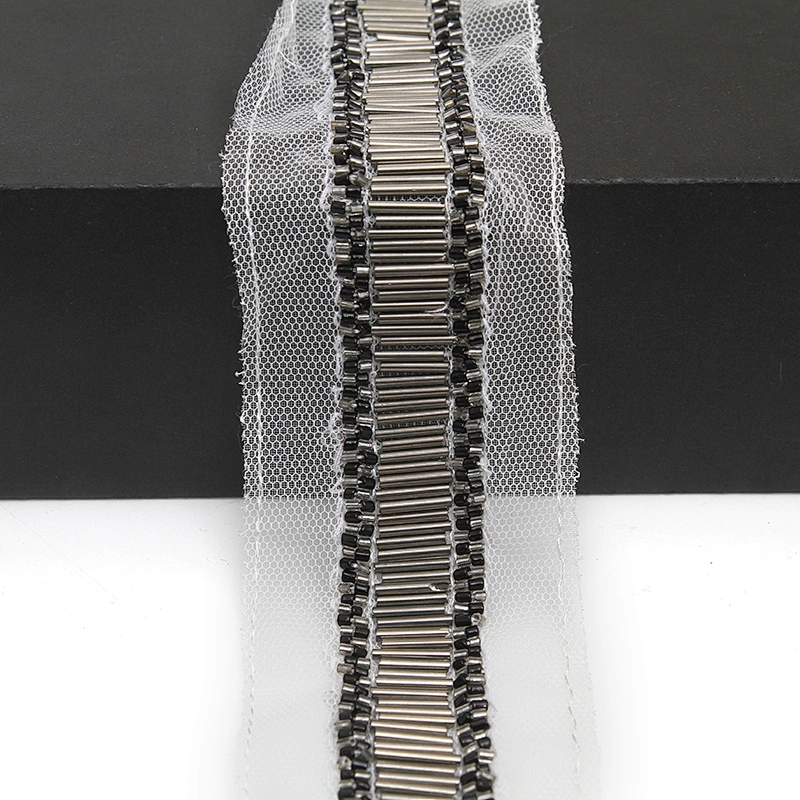 kavatar  wholesale new Handmade Bead lace Embroidered Tulle Trim wedding with Accessories Beads Rhinestones