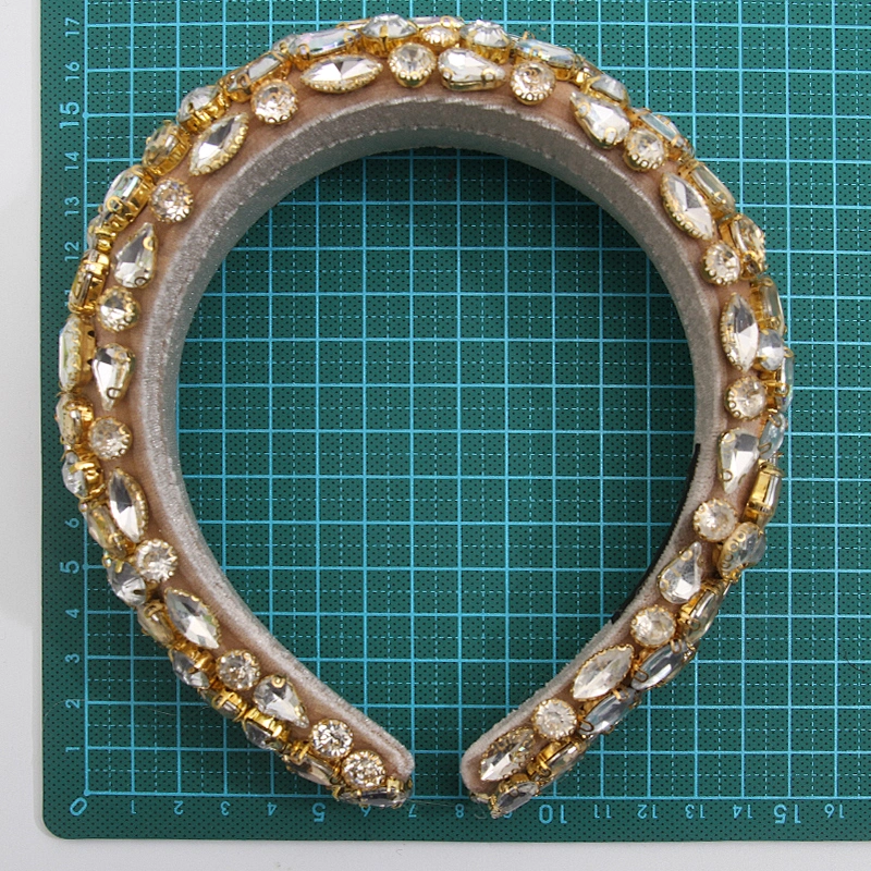 wholesale Hair Decoration Velour Crystal And Rhinestone Cup chain Decorated hair accessories Hairbands WOMEN HEADBAND