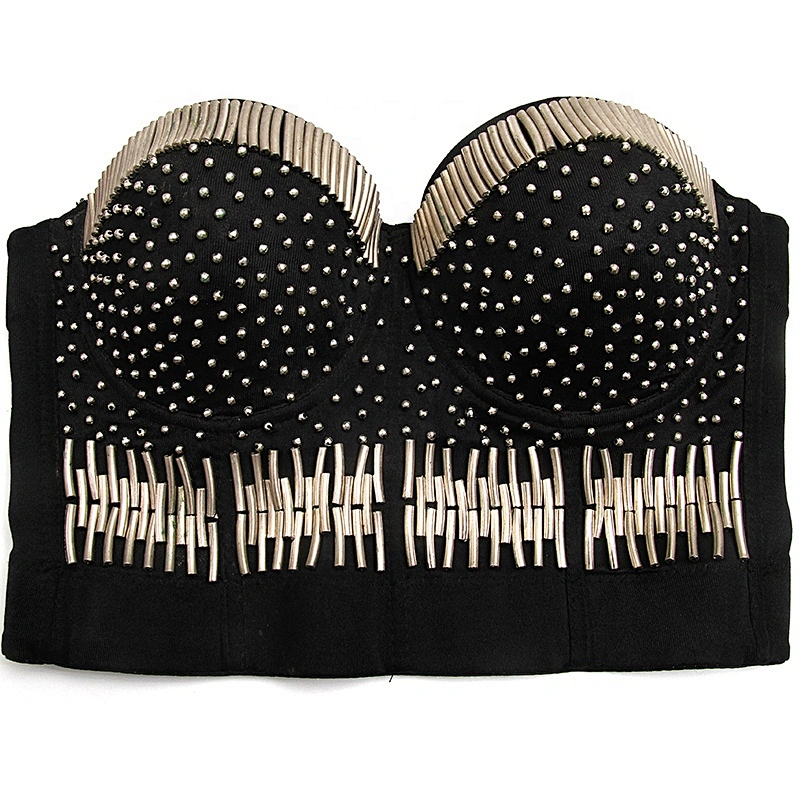Kawaii High corset crop top sexy black women's handmade rhinestone diamond adult Erotic fashion sexy underwear