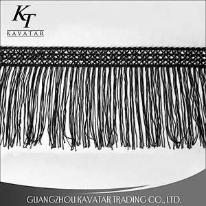 Kavatar Black Tassel Fringe 100% Polyester Lace Trim For Clothes