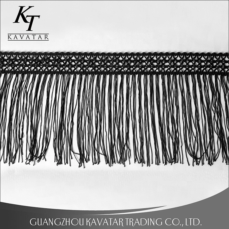 Kavatar Black Tassel Fringe 100% Polyester Lace Trim For Clothes