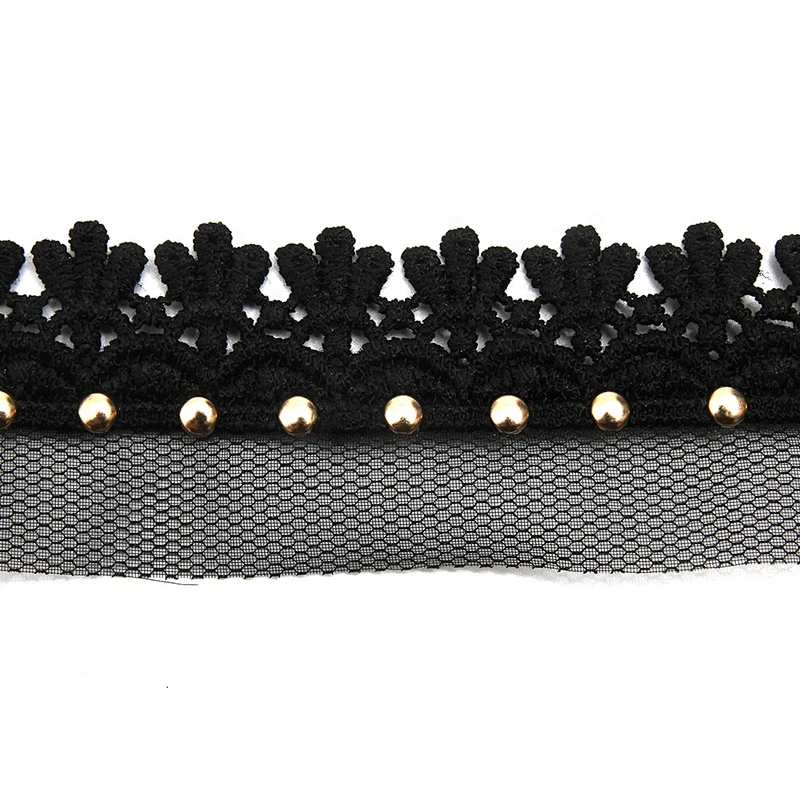 Wholesale 3.4cm Size Studs trim ribbon diy handmade costume dress sewing bead lace trim Design Rivets Trims