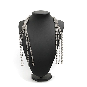 Wholesale Women Evening Party Dress Camisole  Plated tassel fringe alloy Rhinestone Chain Trim Bra Crystal Shoulder Strap