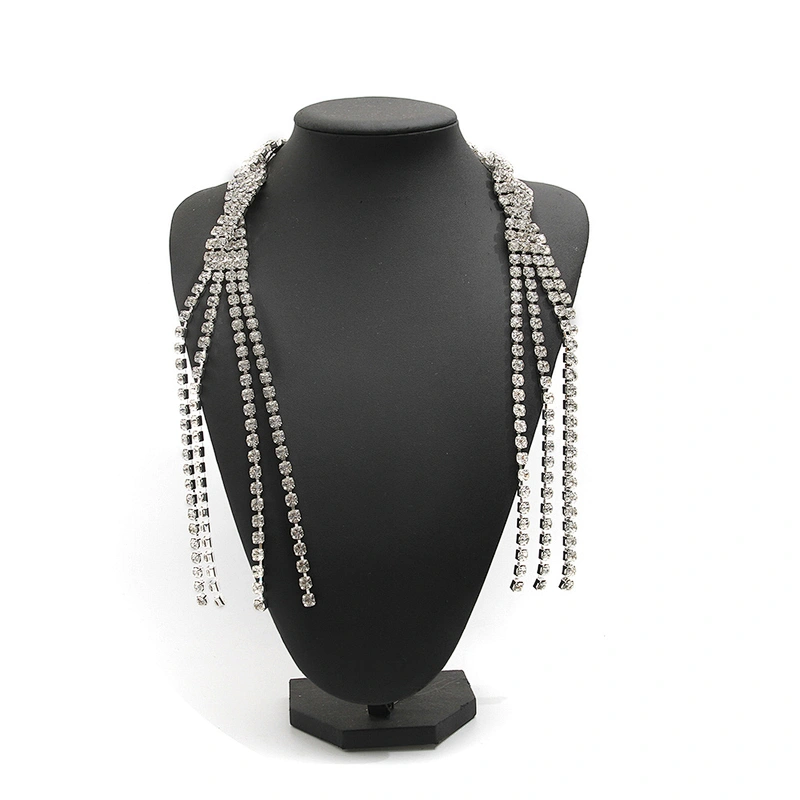 Wholesale Women Evening Party Dress Camisole  Plated tassel fringe alloy Rhinestone Chain Trim Bra Crystal Shoulder Strap