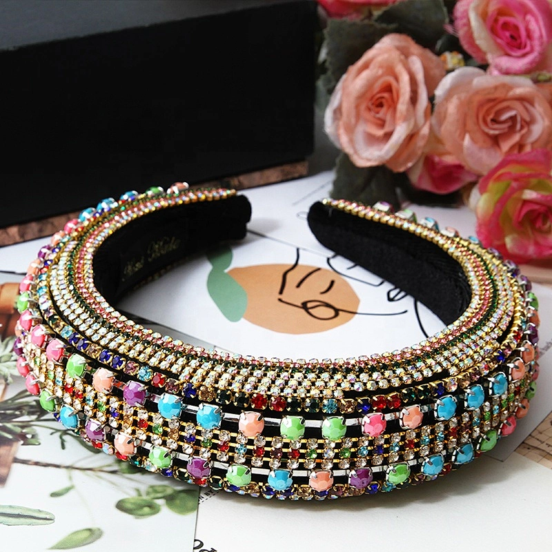 Manufacturers direct colorful beads with blue pearl headband bride with hand sewing Acrylic beads with the latest style bling