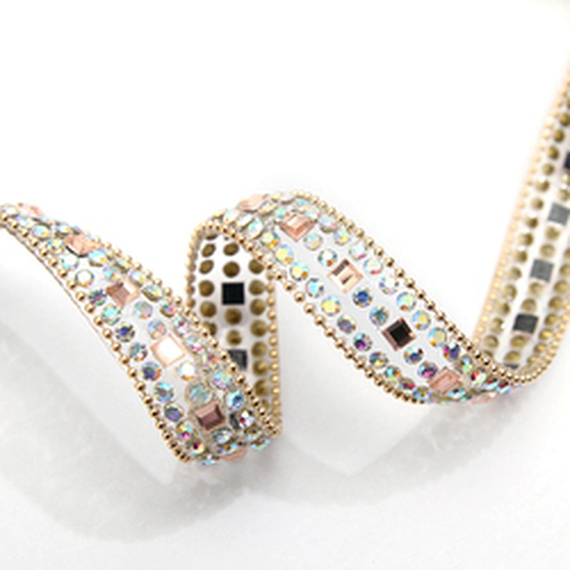 wholesale hot fix tape with rhinestone hot fix trimming chain glitter trim for DIY garment dresses Accessories