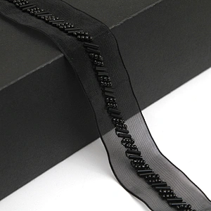 kavatar  wholesale new Handmade Bead lace Embroidered Tulle Trim wedding with Accessories Beads Rhinestones