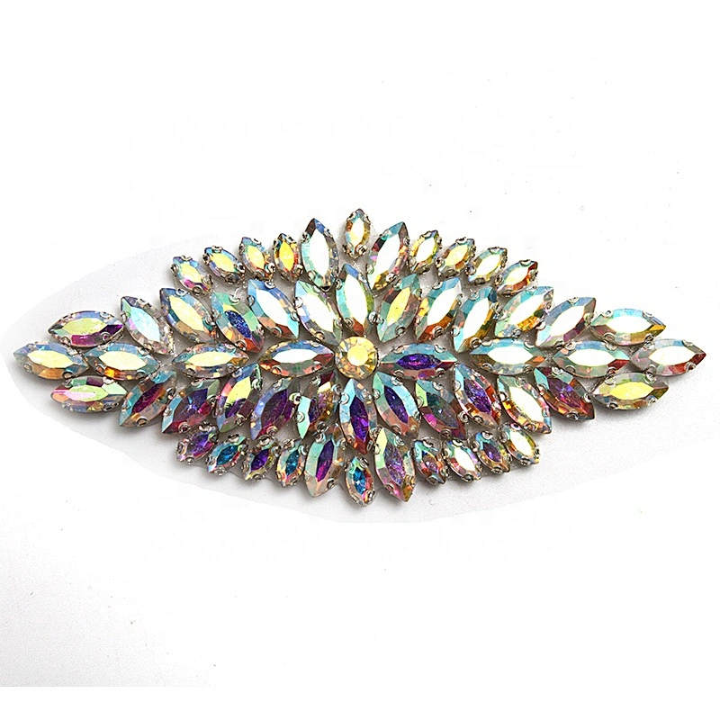 Christmas Cherry Flower Decorative Sew on Rhinestone Beaded Patches Wholesale patches for clothing