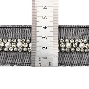 kavatar  wholesale new Handmade Bead lace Embroidered Tulle Trim wedding with Accessories Beads Crystals & Rhinestones