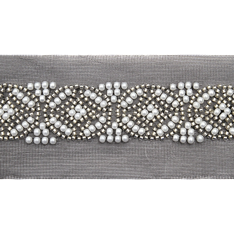 Wholesale Embroidery beaded lace trim 7.1 cm Mesh fabric lace trims beautiful Accessories for dress 3D wedding Designer