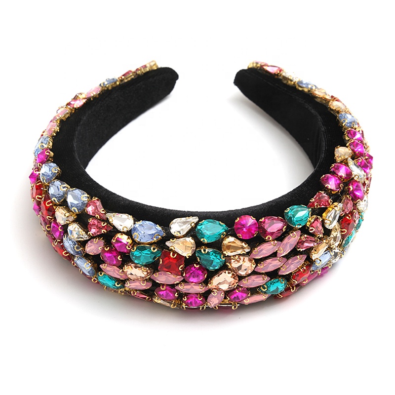 Wholesale rhinestone hair band sponge fleece creative fluffy fashion girl hair band hair band luxury full drill hoop