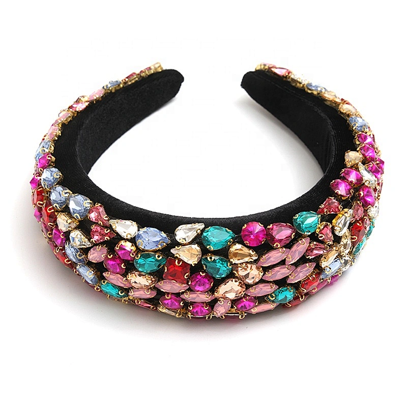 Wholesale rhinestone hair band sponge fleece creative fluffy fashion girl hair band hair band luxury full drill hoop