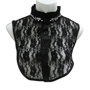 Autumn winter shirt collar versatile Korean water soluble shirt court  studded diamond base lace collar fake