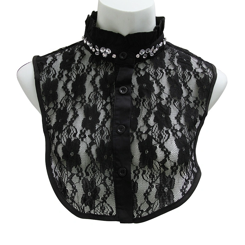 Autumn winter shirt collar versatile Korean water soluble shirt court  studded diamond base lace collar fake