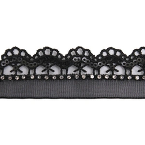 Wholesale Chain lace trim rhinestone 2.3 cm Sew-On lace trim Polyester net mesh Lace trimmings wedding for clothes  Accessories