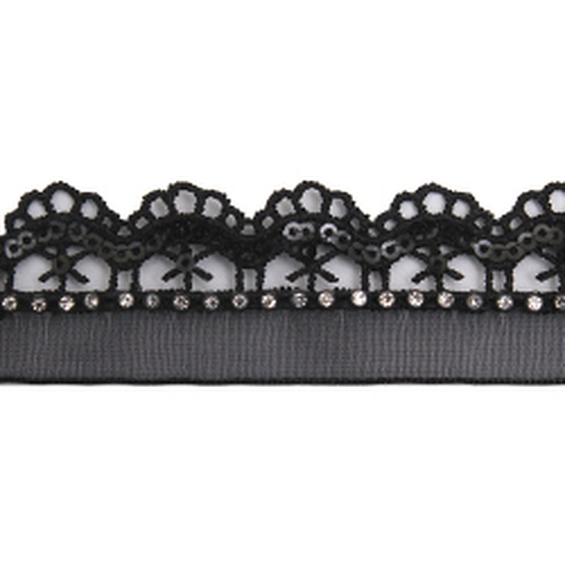 Wholesale Chain lace trim rhinestone 2.3 cm Sew-On lace trim Polyester net mesh Lace trimmings wedding for clothes  Accessories