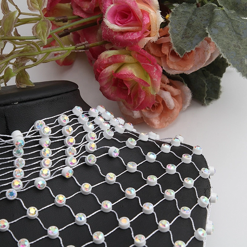 wholesale fashion Bling Hot Fix Rhinestone Bead  Mesh Garment Trim Roll For Women Dress Clothes Fabric for dress