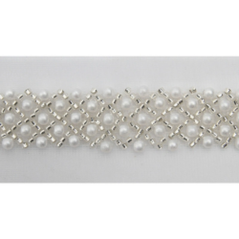 Wholesale Embroidery beaded lace trim 4.7 cm Mesh fabric lace trims beautiful Accessories for dress 3D wedding Designer