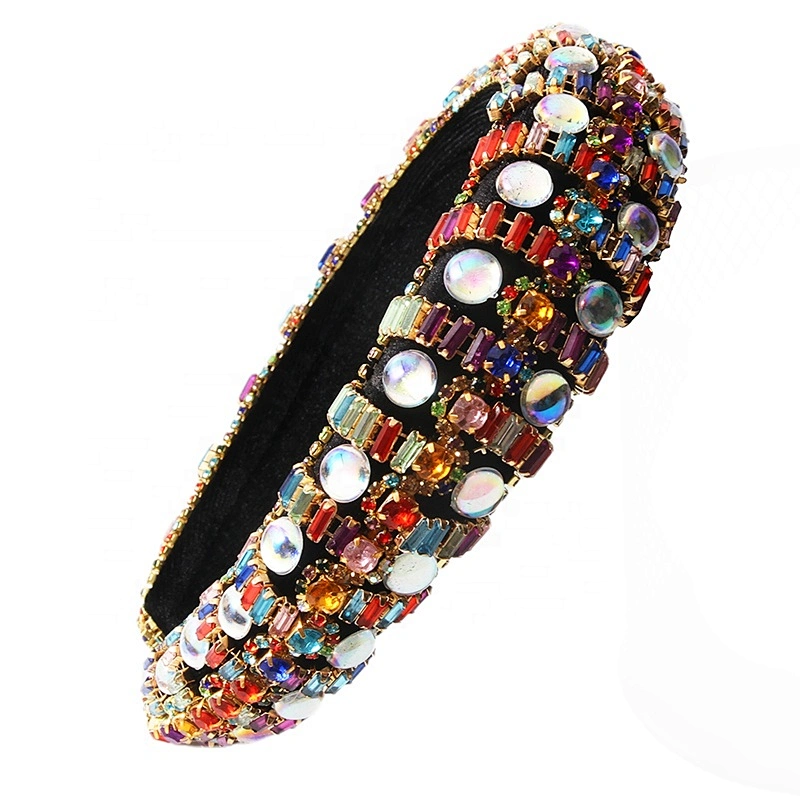 colorful beads hairband 2020  pearl headband bride with hand sewing Acrylic beads with the latest style bling Vintage Headbands