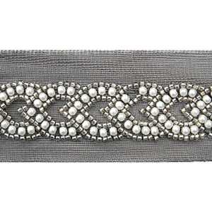 Wholesale Embroidery beaded lace trim 5.2 cm Mesh fabric lace trims beautiful Accessories for dress 3D wedding Designer