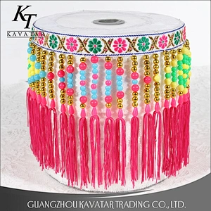 Fancy Multicolor Plastic Beaded Fringe For Decorative Garment