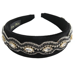 Customize Rhinestone Wholesale black velvet PADDED CANDY JEWELED Headband Hairbands hair band headband