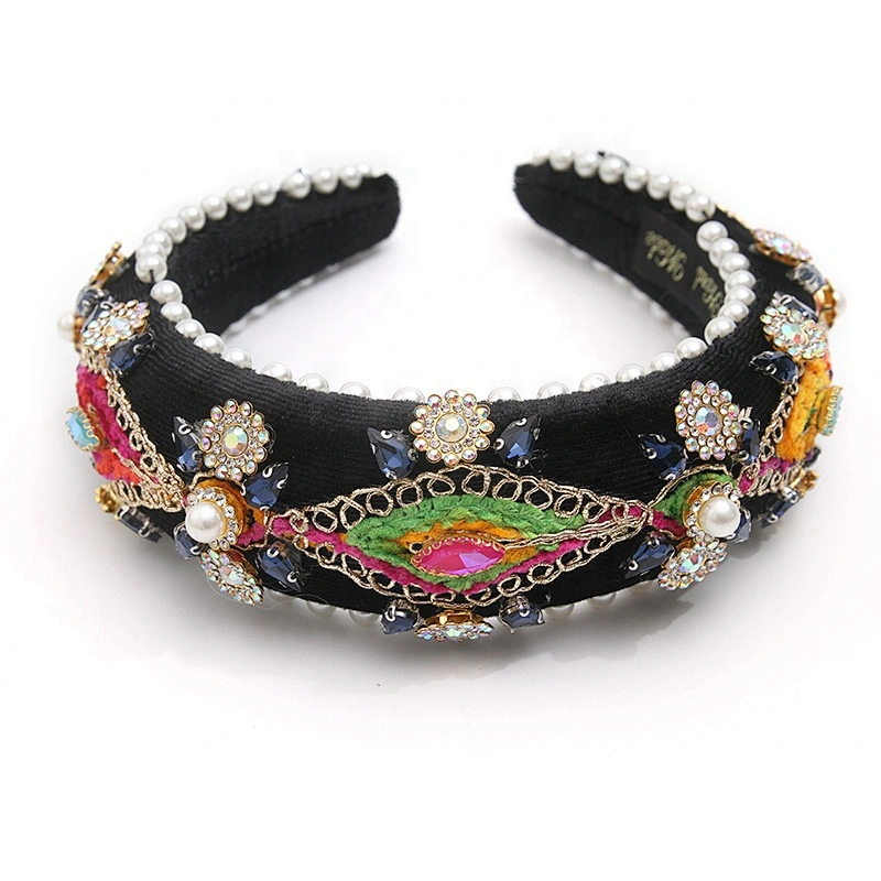 wholesale Hair Decoration Velour Crystal And Rhinestone Cup chain Decorated hair accessories Hairbands WOMEN HEADBAND