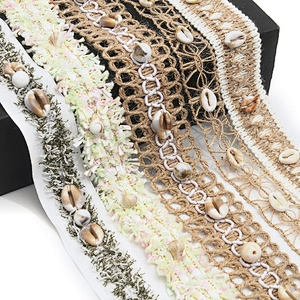 Shell shape Wholesale Personalized Multi lace trim pearl Embroidery Ribbon Cotton Ribbon trims and garment accessories