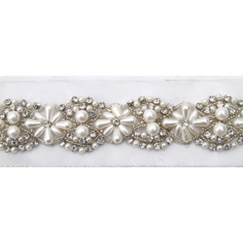 kavatar  wholesale new Handmade Bead lace Embroidered Tulle Trim wedding with Accessories Beads Crystals & Rhinestones