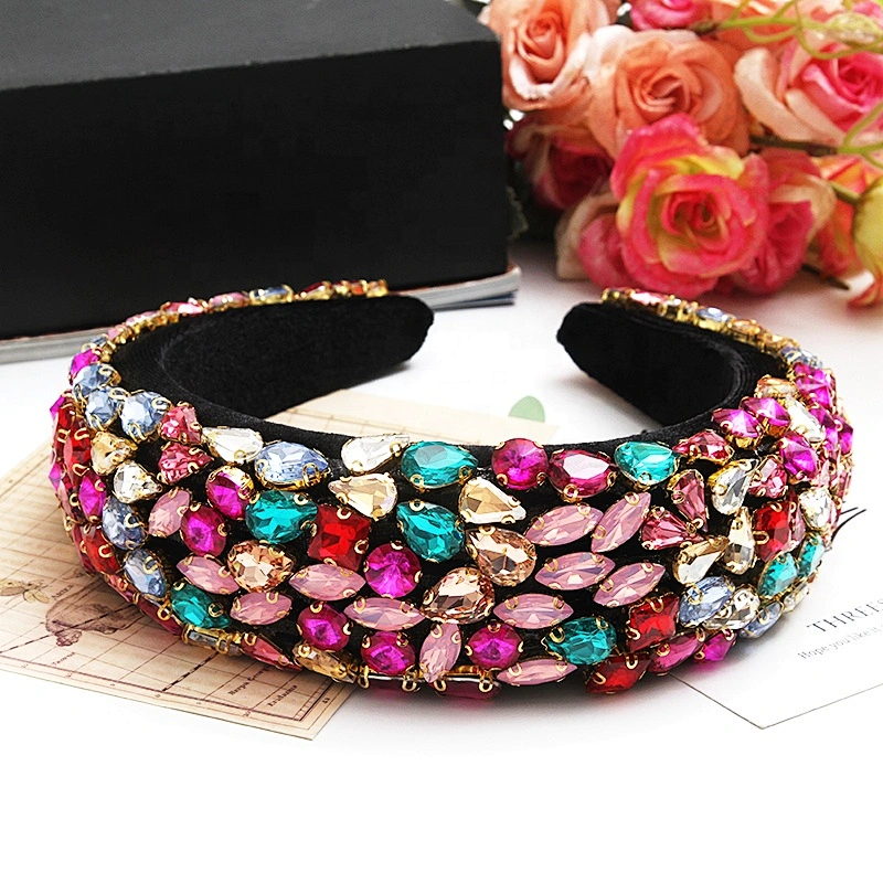 Wholesale rhinestone hair band sponge fleece creative fluffy fashion girl hair band hair band luxury full drill hoop