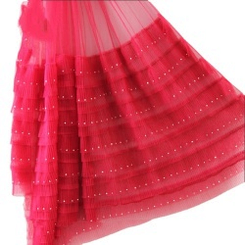 Wholesale Luxury Ruffles Layered Mesh Sequin Pink Lace fabrics For Bridal Dress african lace fabric