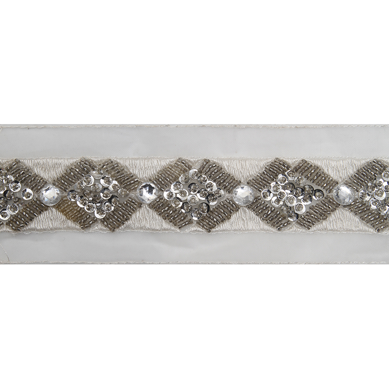 kavatar  wholesale new Handmade Bead lace Embroidered Tulle Trim wedding with Accessories Beads Rhinestones