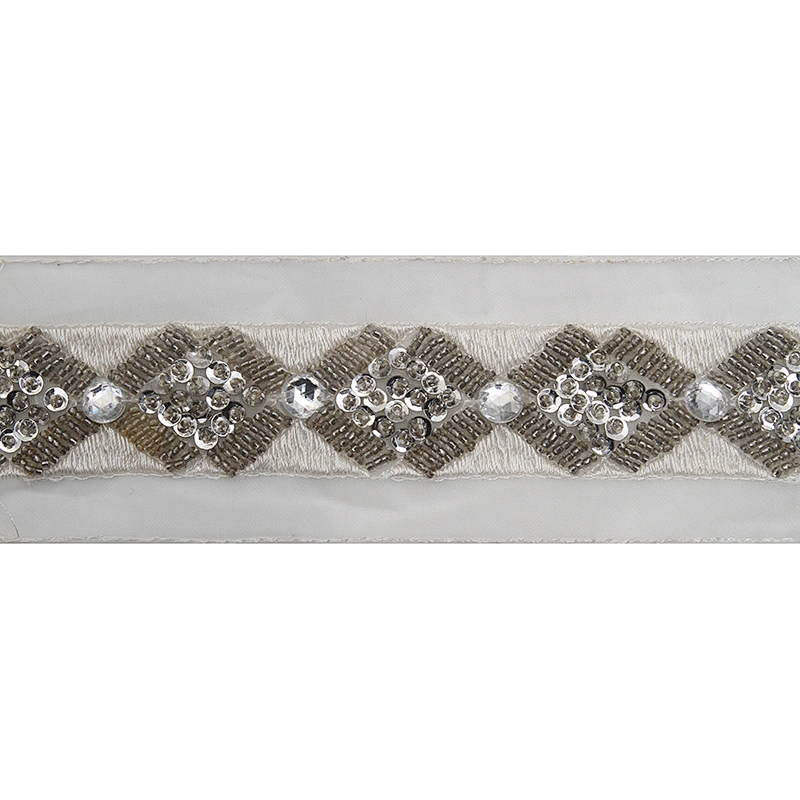 kavatar  wholesale new Handmade Bead lace Embroidered Tulle Trim wedding with Accessories Beads Rhinestones