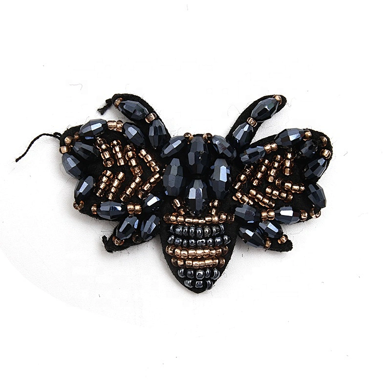 Christmas Cherry Flower Decorative Sew on Rhinestone Beaded Patches Wholesale patches for clothing