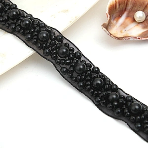 kavatar  wholesale new Handmade Bead lace Embroidered Tulle Trim wedding with Accessories Beads Crystals & Rhinestones