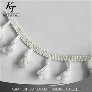 Kavatar Wholesale Customized Pure White Tassel Fringe For Garment Accessoires