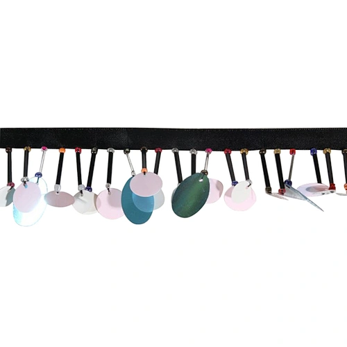 Wholesale strip beads fringe trim with plastic sequin