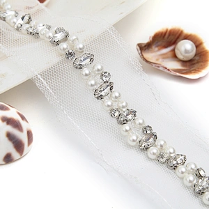 kavatar  wholesale new Handmade Bead lace Embroidered Tulle Trim wedding with Accessories Beads Crystals & Rhinestones
