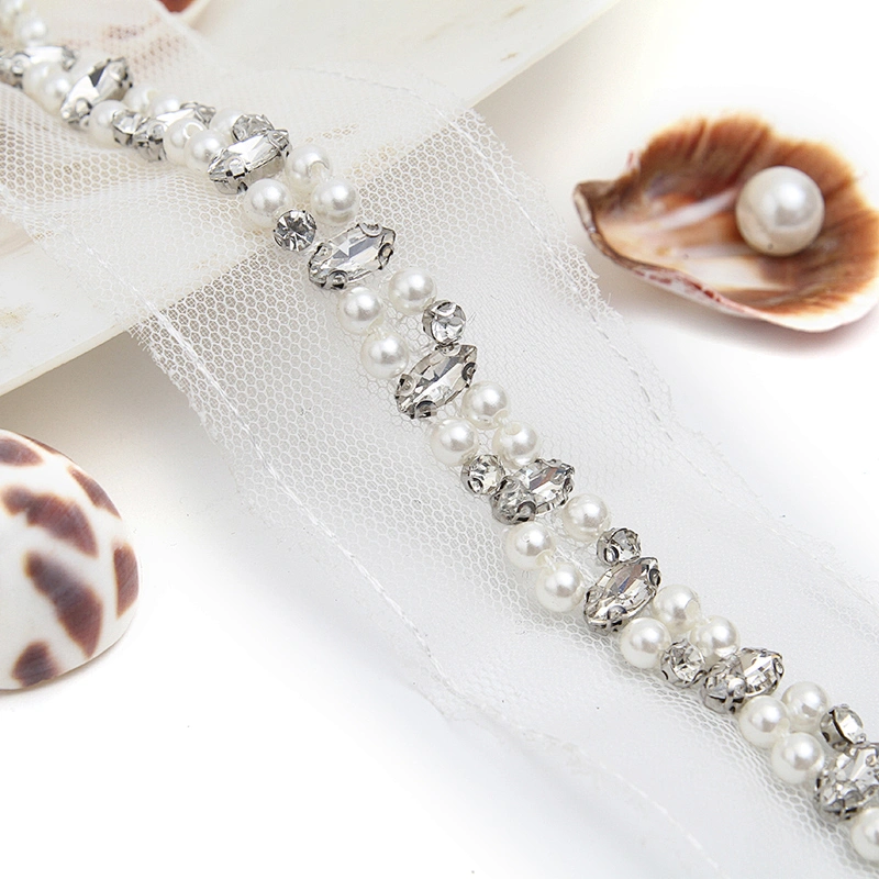 kavatar  wholesale new Handmade Bead lace Embroidered Tulle Trim wedding with Accessories Beads Crystals & Rhinestones