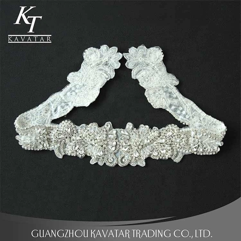 Guangzhou Accessories Custom Rhinestone Applique Patches For Wedding Dress Crystal belt for Bridal Dress Accessories