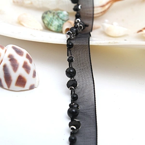 kavatar  wholesale new Handmade Bead lace Embroidered Tulle Trim wedding with Accessories Beads Crystals & Rhinestones