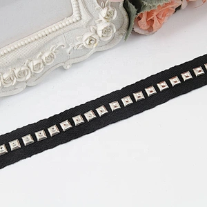beaded ribbon trim fabric diy handmade costume dress sewing Design Lace Trims Studs Bead Rivets Triming