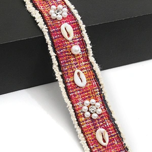 Shell shape Wholesale Personalized Multi lace trim pearl Embroidery Ribbon Cotton Ribbon trims and garment accessories