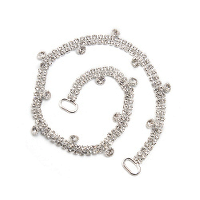 Wholesale Women Evening Party Dress Camisole  Plated tassel fringe alloy Rhinestone Chain Trim Bra Crystal Shoulder Strap