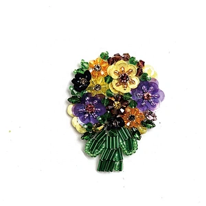 Christmas Cherry Flower Decorative Sew on Rhinestone Beaded Patches Wholesale patches for clothing
