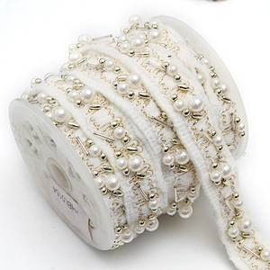 kavatar  wholesale new Handmade Bead lace Embroidered Tulle Trim wedding with Accessories Beads Crystals & Rhinestones